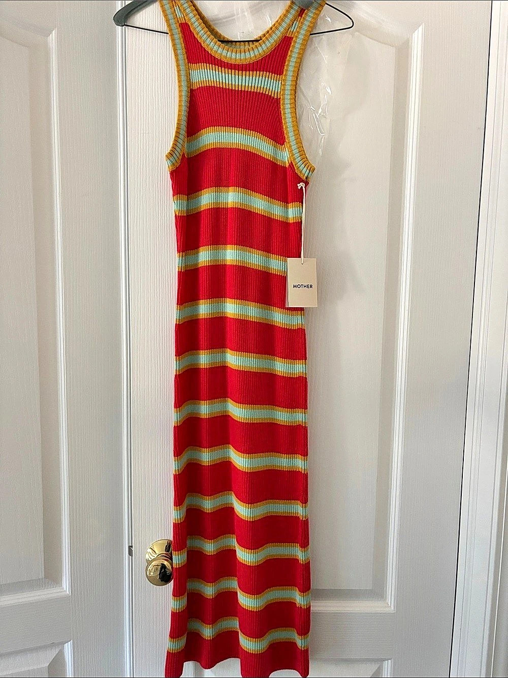 Mother Loves You The Chin Ups Midi Dress Striped Midi Dress in Red & Blue Size